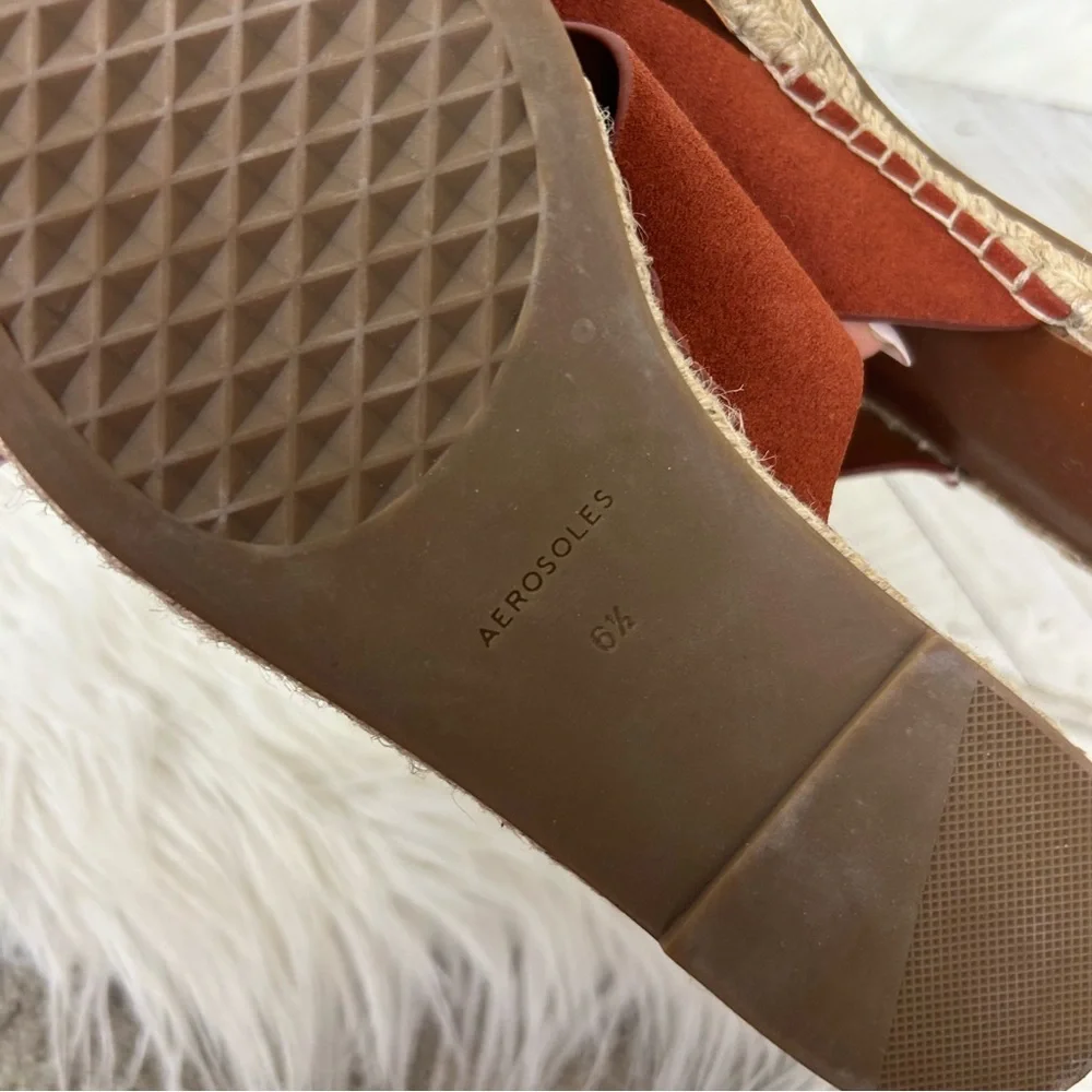 Aerosoles Halley Leather Mule Espadrille Slide Sandals Size 6.5